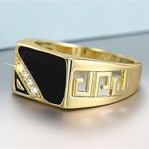 Gold plated Elegant Gold and Black Men's Ring size:12